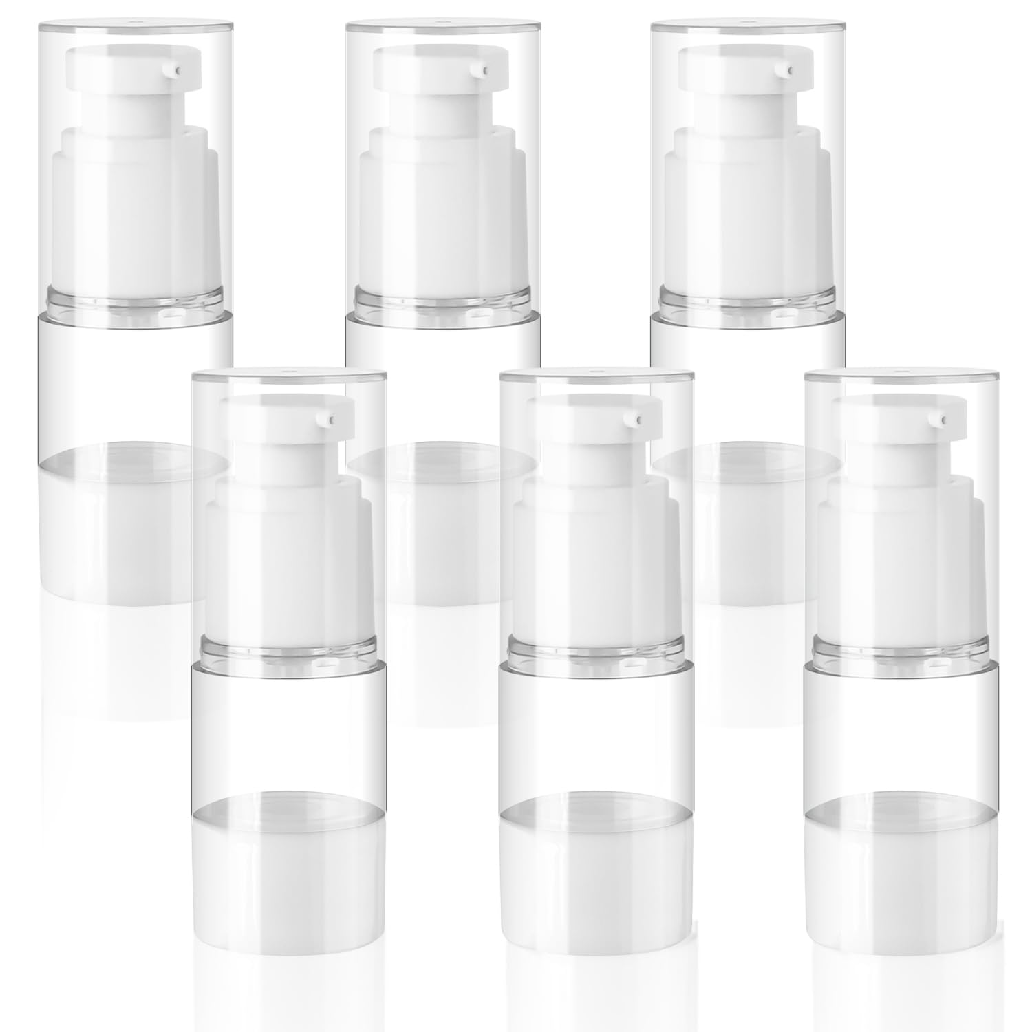6 distributori di pompaggio airless da 15 ml, dispenser di crema, vuoto, contenitore per cosmetici, vuoto da viaggio, per lozioni, shampoo cosmetici