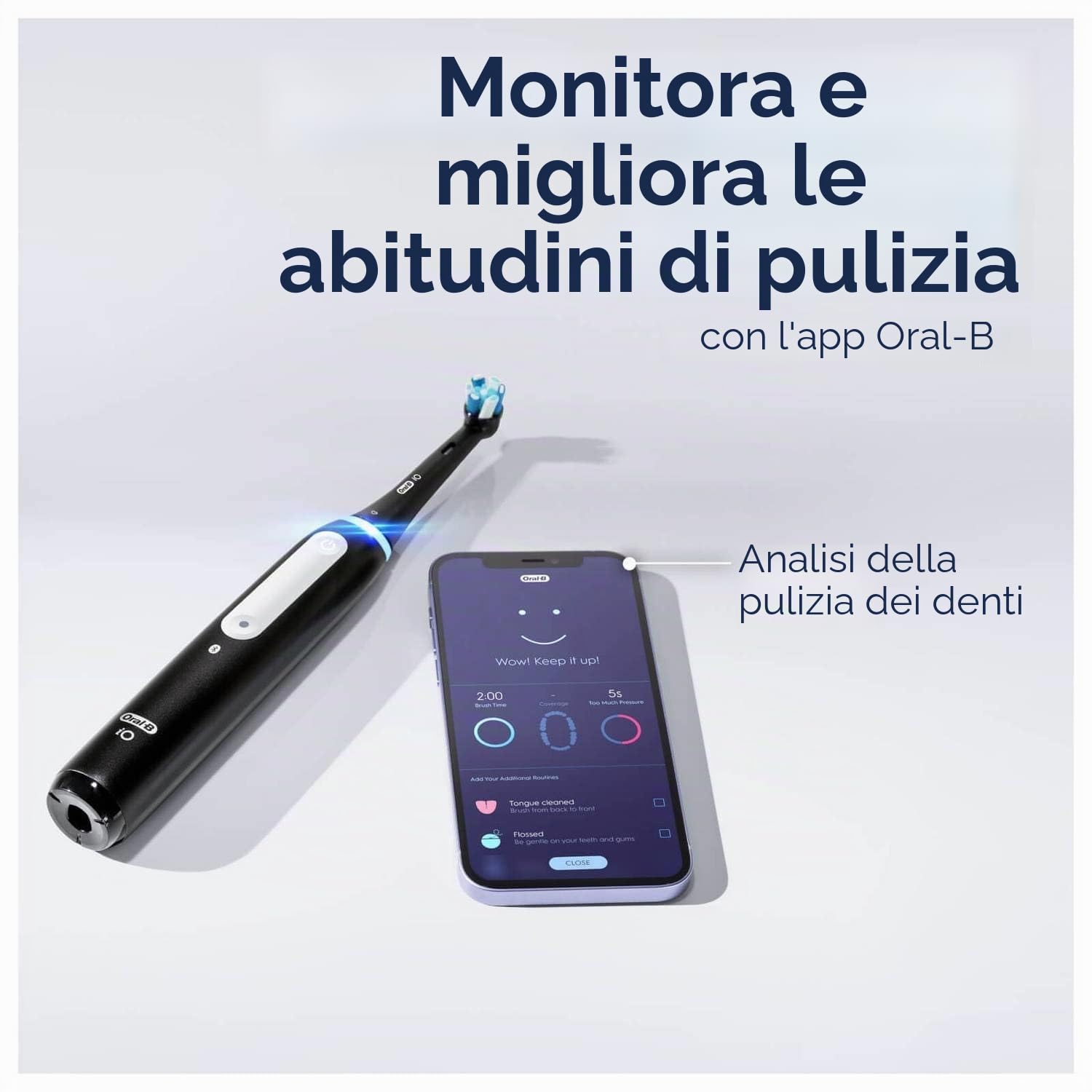 Oral-B iO Series 4 - Spazzolino da denti elettrico, include 1 testina, tecnologia magnetica, custodia da viaggio, 4 modalità di pulizia per la cura dei denti, spazzolino elettrico, progettato by Braun