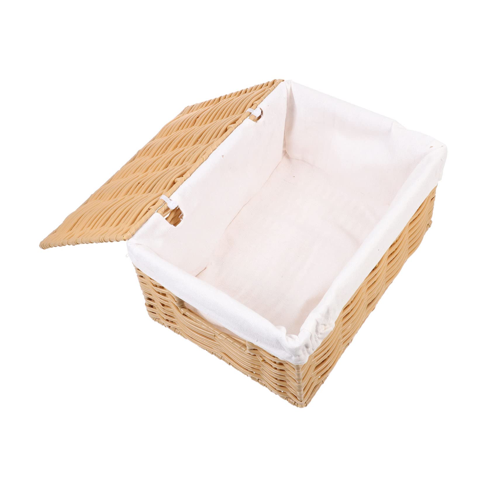 OKUMEYR Wicker Basket Lid Plastic Storage Basket Multi-function Sundries Holder for Home