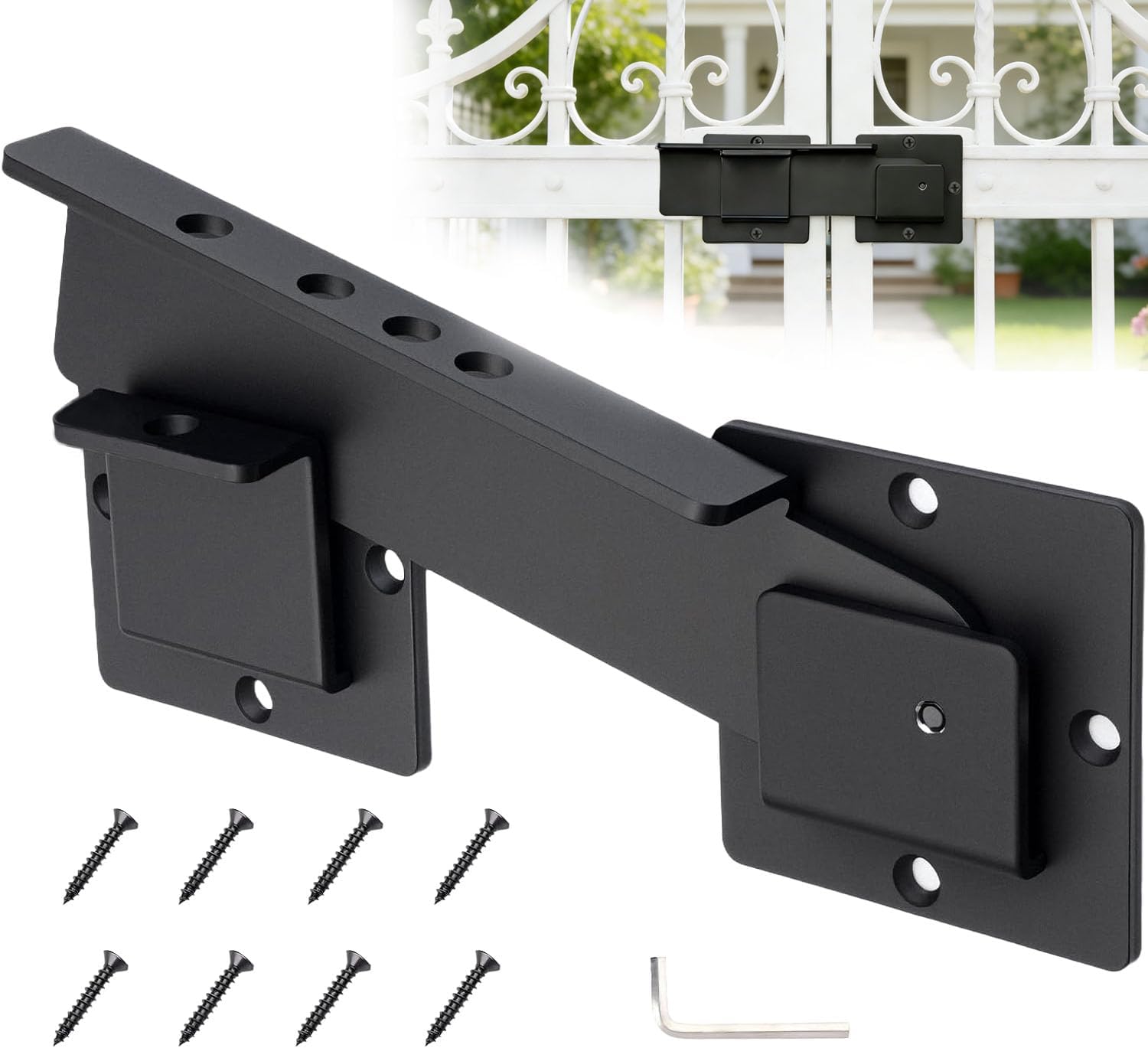 9-Inch Heavy Duty Flip Gate Latch with 4 Padlock Holes 4mm Thick Carbon Steel Adjustable Door Latch for Sliding/Swing Gates, Barn, Shed, Garage, Yard, Fence (9 Inch Gate Latch)