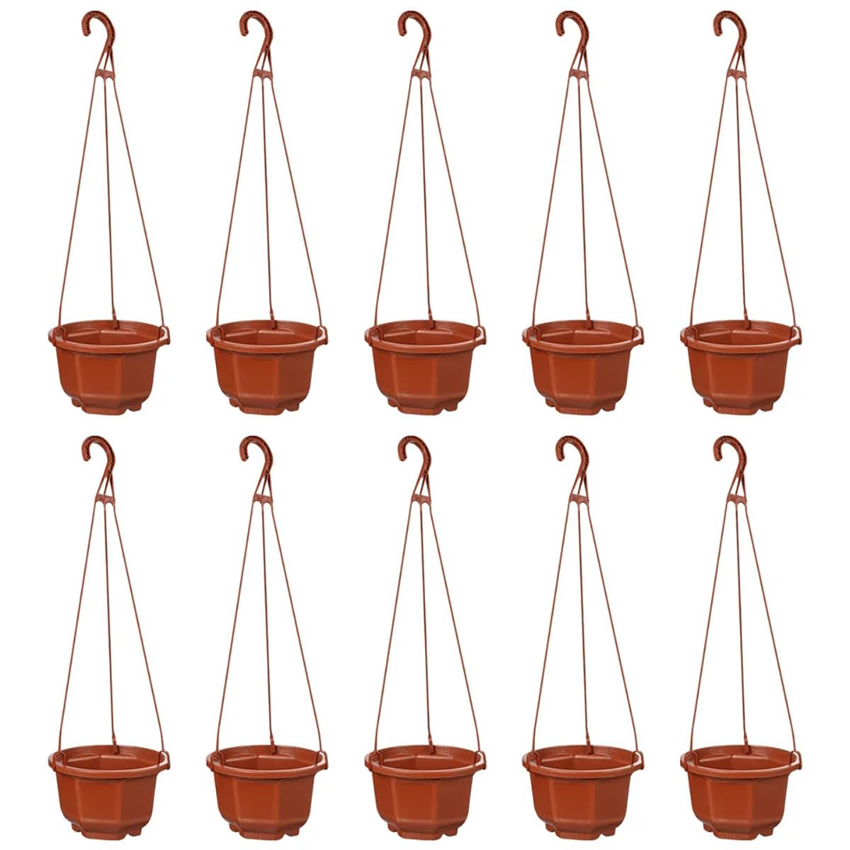 KYUQY 10 Pack Plastic Hanging Planters, 5.2 Inch Flower Wall Planter with Hooks - Plant Pots and Pot Holders for Indoor Outdoor Plants