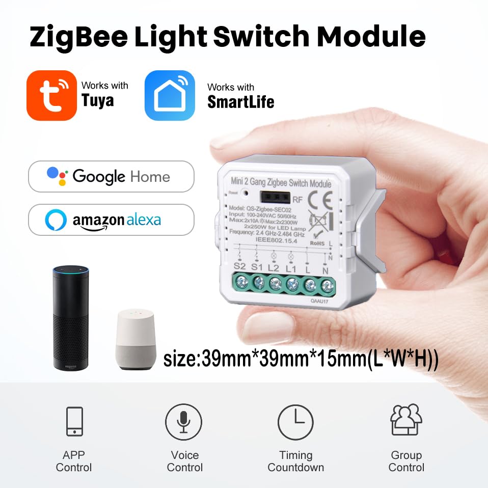 Tuya Smart Contatto A Secco ZigBee Modulo Interruttore Interruttore FAI DA TE Casa Intelligente Relè DC12/24V AC100-240V Funziona Con Alexa - Foto 8