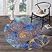 LEEVAN Accent Rug Modern No-Shedding Non-Slip Machine Washable Round Bath Mat Living Room Bedroom Bathroom Kitchen Soft Floor Mat Home Decor (3' Diameter, Blue Bohemia)
