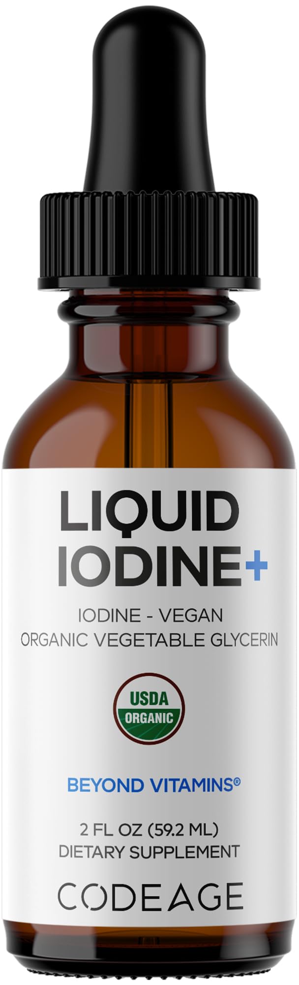 Codeage Liquid Iodine Drops 250 mcg, USDA Certified Organic, 2 Fl Oz