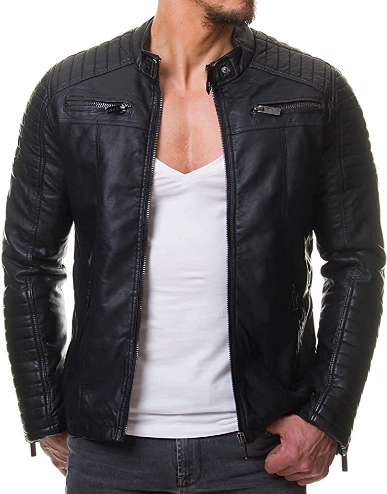 O.S.Enterprise Pure Genuine Leather Jacket For Men’s (GENERIC-604-Black)