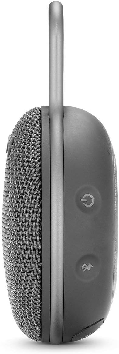 JBL Clip 3 Portable IPX7 Waterproof Wireless Bluetooth Speaker Built-in Carabiner, Noise-Canceling Speakerphone Microphone, Gray (Renewed)