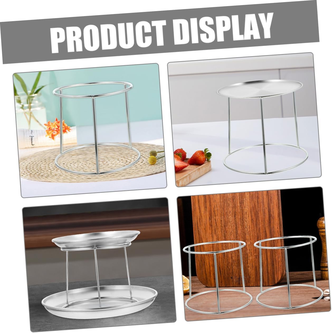 VALICLUD 2pcs Stainless Steel Seafood Display Rack Double Layer Grill Pan Stand for Restaurant Buffet Food Dish Holder for Sushi Oysters Shrimp Crab Presentation