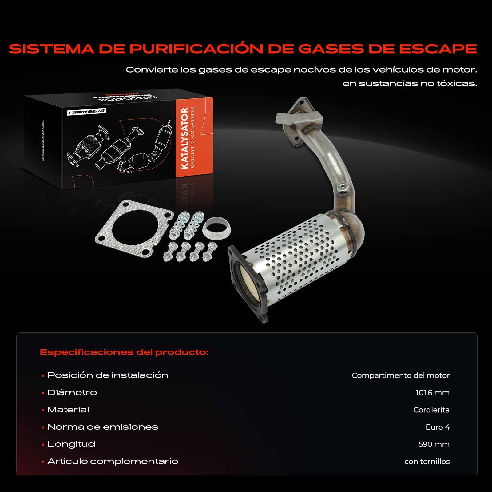 Frankberg Catalizador Colector de escape Compatible con 206+ 2L 2M 1.4i 206 Compacto 2A/C 1.4i 206 SW 2E/K 1.4 206 Berlina 1.4 Replace# 1608958380,1731KS