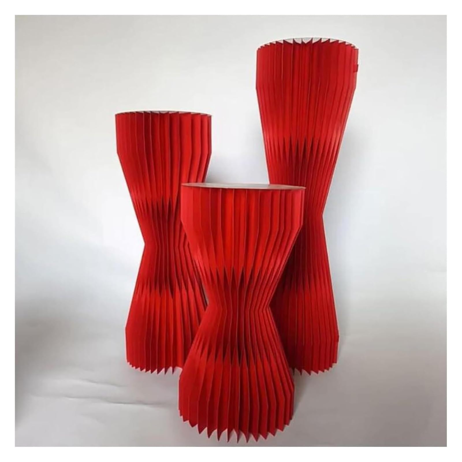 CXGfdghD plinth， 3PCS Dessert Table Pillars Wedding Party Decoration Foldable Display Paper Columns Round(Red)