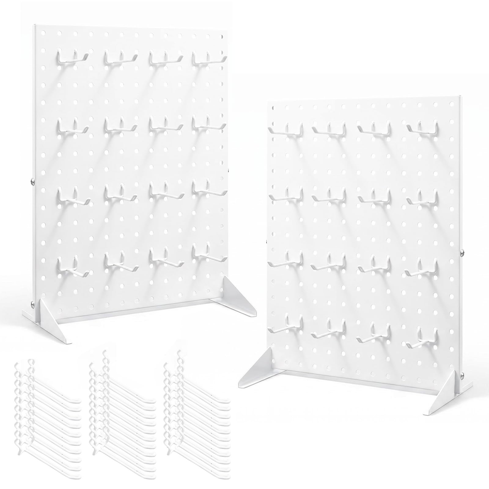 Lot de 2 présentoirs avec 32 crochets - Blanc - 43,2 x 33 cm