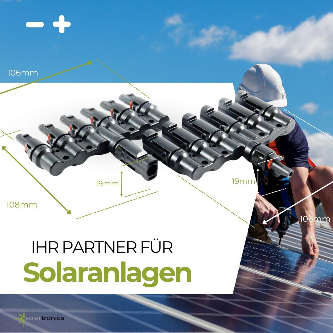 SOLARTRONICS 2 pares de conectores en Y para cable solar fotovoltaico, distribuidor de 6 vías, 1000 V, PV, resistente al agua, IP67, resistente a los rayos UV