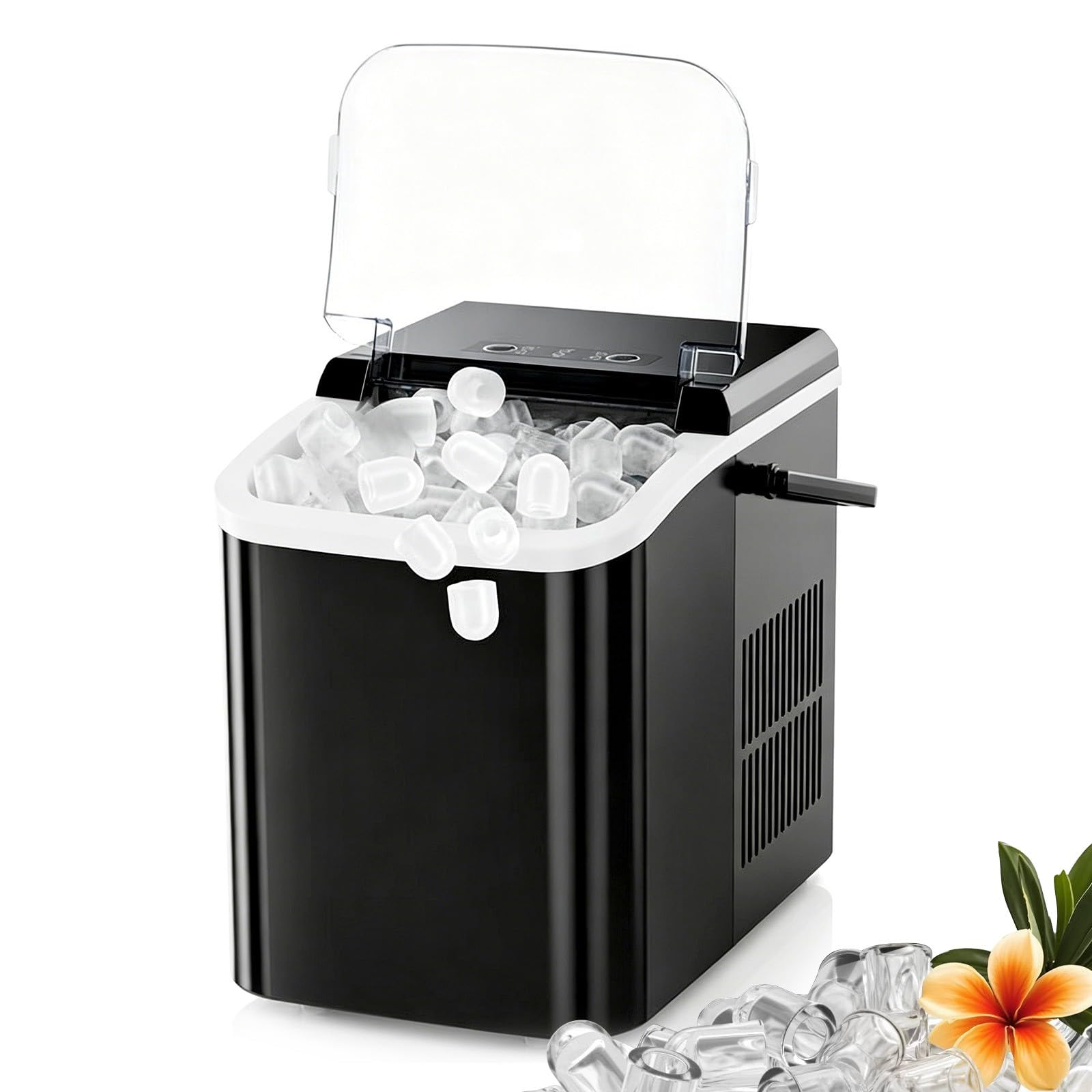 Countertop Ice Maker, 26Lbs/24H Portable Ice Machine with Self-Cleaning, 9 Bullet Ice Cubes in 6 Mins, Compact Quiet Ice Making Machine for Home Kitchen Office Bar RV