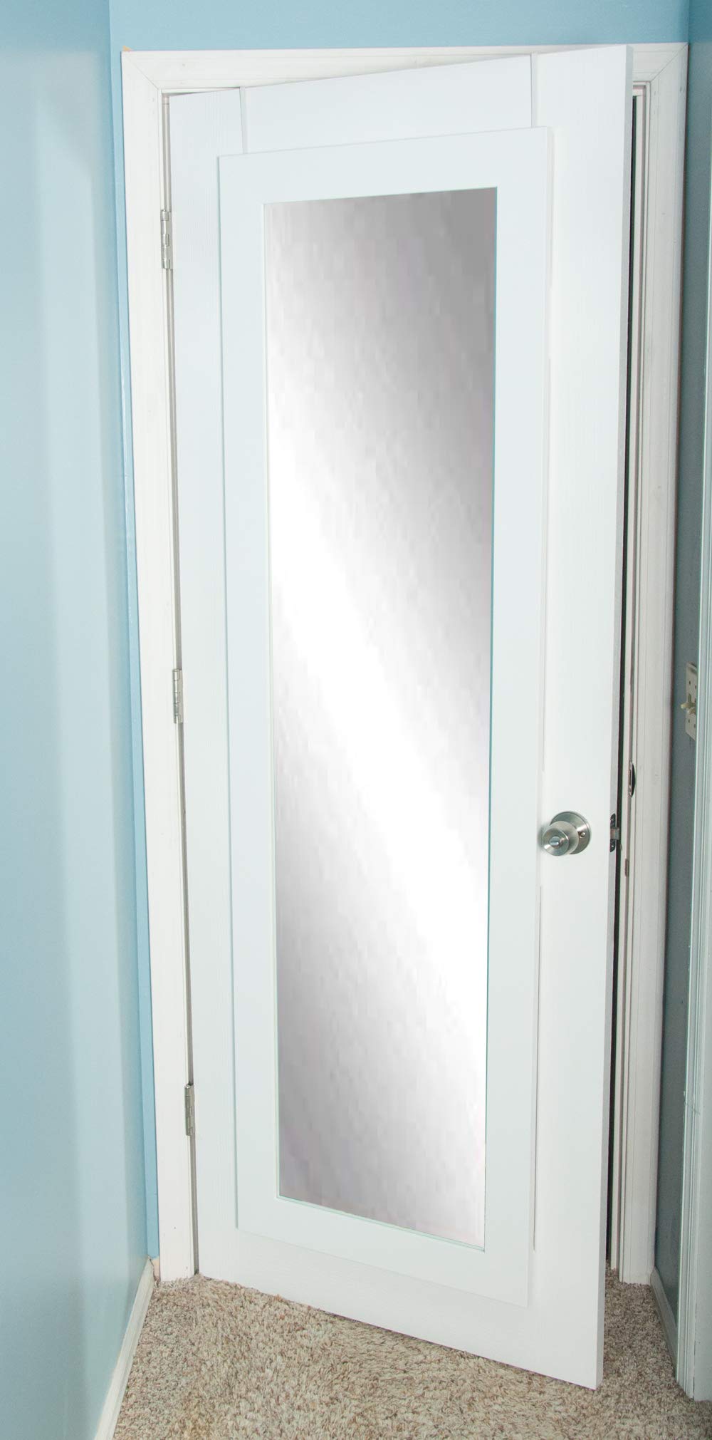 BrandtWorksBM3THINH Modern Over The Door Full Length Dressing Mirror, Matte White