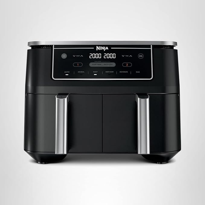 Ninja | Air Fryer | Finish Cooking Multiple Foods at the Same Time | 6-in-1 (Air Fry, Broil, Roast, Keep Warm, Dehydrate, Bake) | Fit up to 8lb Chicken Wings in the two 5 QT Baskets | DZ302