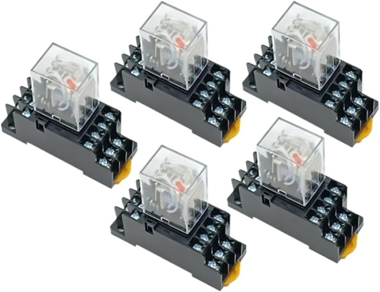 5Set Relay with Socket Base Coil General DPDT Micro Mini Electromagnetic Switch LED AC 110/220V DC 12/24V MY2NJ MY3NJ MY4N