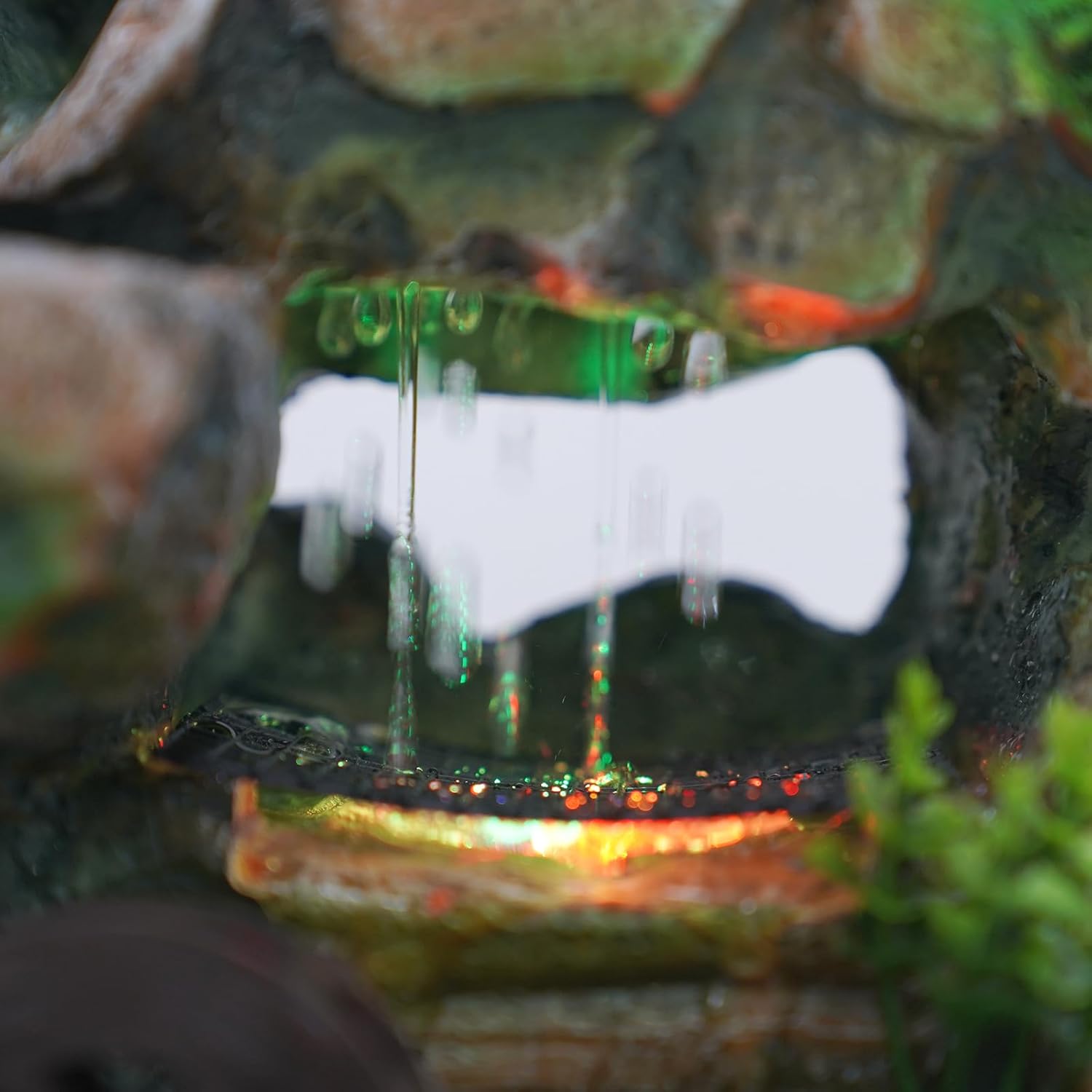 Fountain Rockery for Tabletop, 7.09 Inch Mini Indoor Waterfall with Color Changing LED Lights and Adjustable Water Flow, Relaxing Sound Therapy for Home Office Desk Decor, Gift