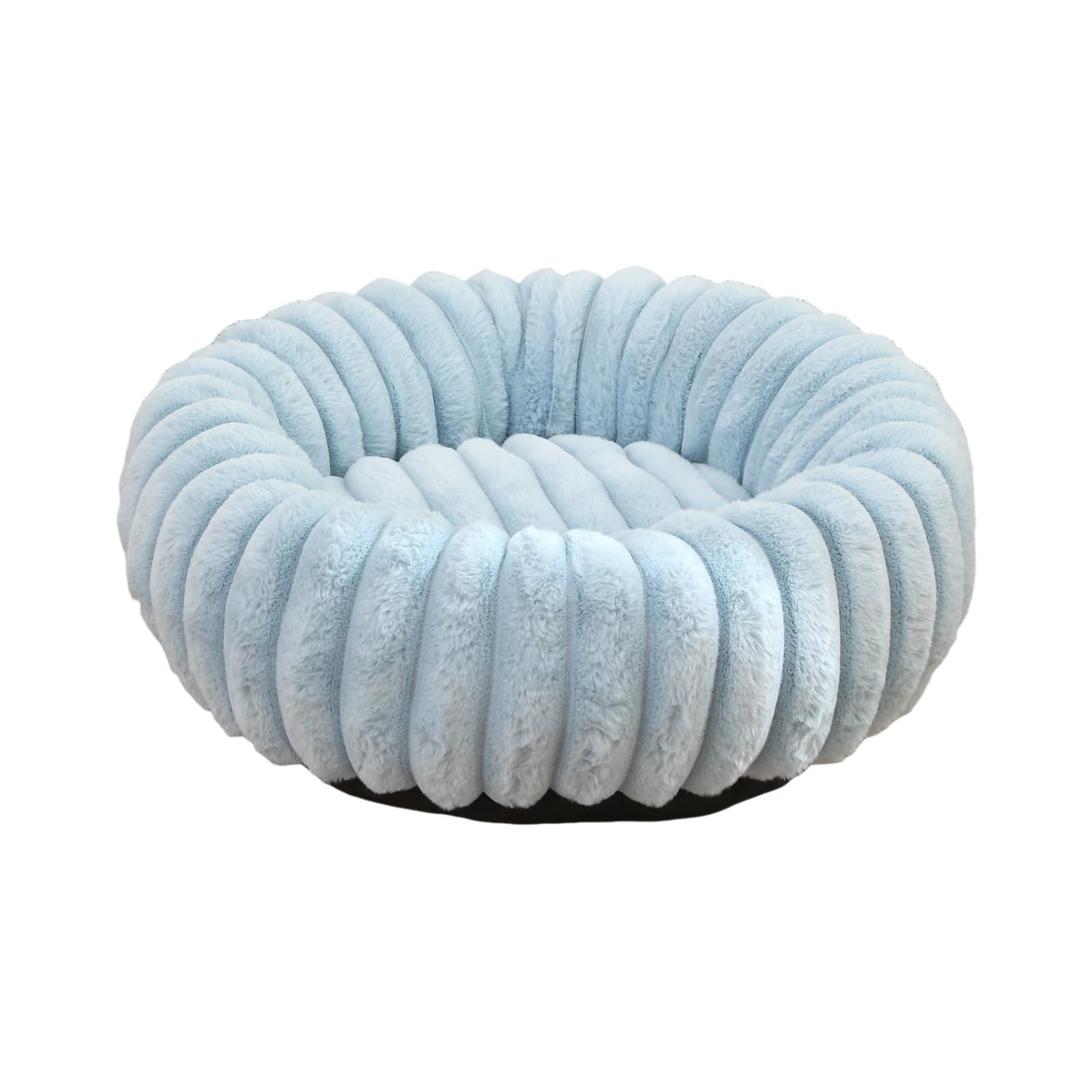 Mateju Plush Donut Pet Bed, Fluffy Pet Cushion Warm Soft Plush Donut Dog Cat Bed for Calming Puppy Kitten Petbed with Non Slip Bottom, Machine Washable (Sky Blue,Diameter 50cm)