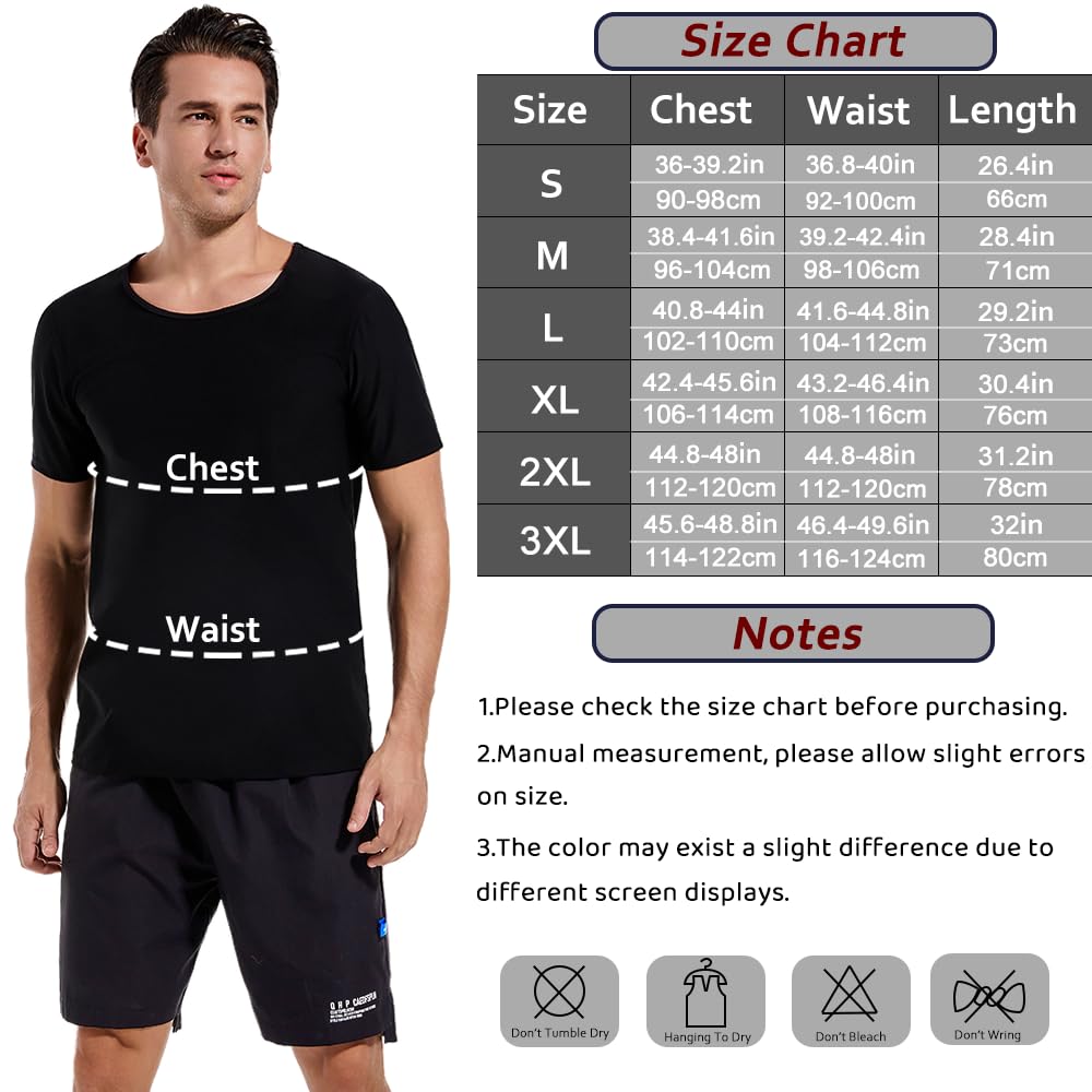 Sauna Shirt for Men,Short Sleeve Sweat Suit for Men,Mens Sweat Compression T-Shirt Top for Gym Exercise