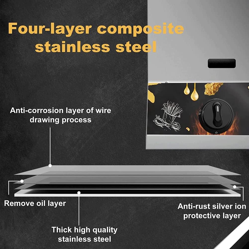 Gas Fryer Commercial Deep Fryer with Basket Stainless Steel Fryers Adjustable Temperature and Removable for Home and Restaurant Use Easy Clean (Size : Double Cylinder)