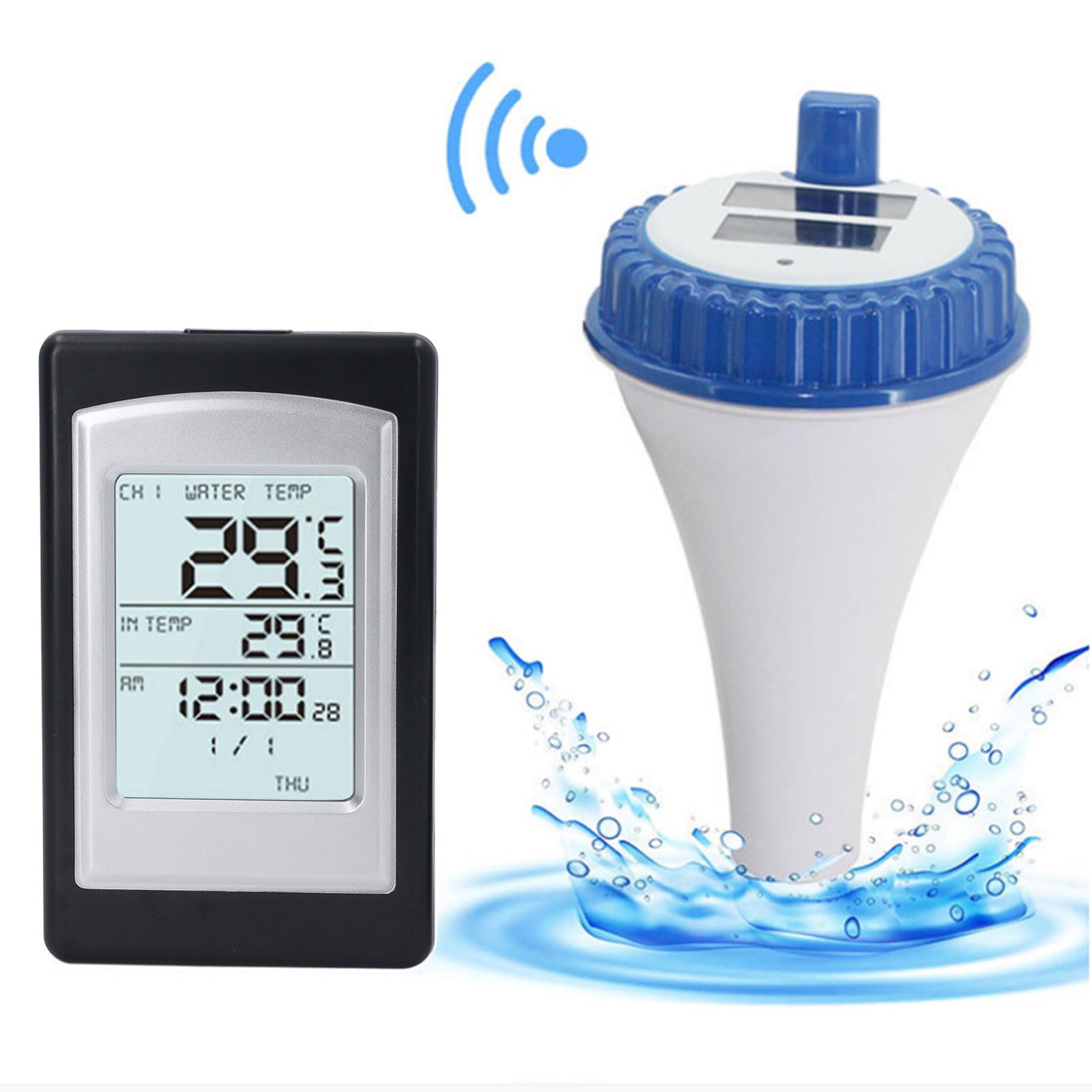 Thermomètre Piscine Numérique Flottant – Écran LCD Clair, Rechargeable 2 Ans, IPX8 Étanché, Corde 2m Pour Piscine, Spa, Jacuzzi
