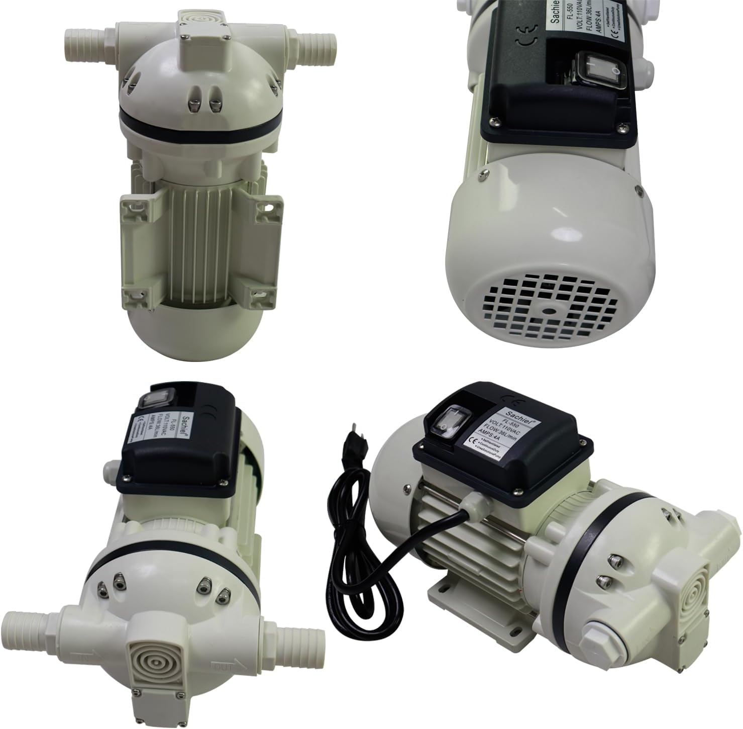 Sachiel AC 110V-120V DEF Transfer Pump for Diesel Exhaust Fluid, Diaphragm Irrigation Self priming Electric Water Pump Compatible with U.S. Plug, 400W, 10.6 GPM, 36ft Lift