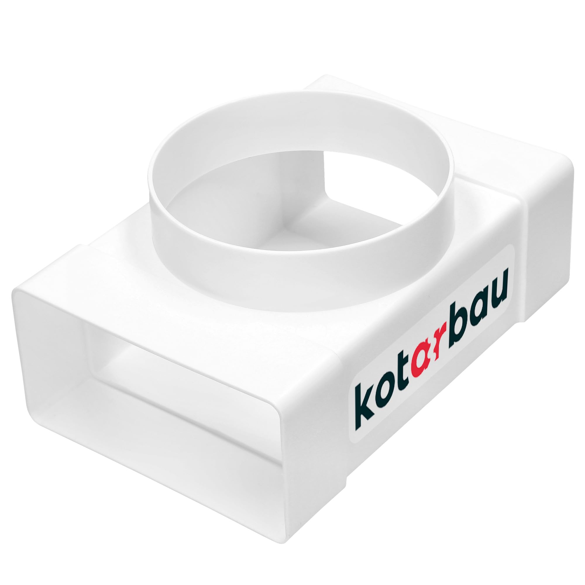 Kotarbau White Kotarbau® T-Piece For Flat Duct Ventilation Ducts 110 X 55 Mm With Round Hole Diameter 100 Mm Plastic Duct Connector For Ventilation Systems Flat Duct To Round Pipe Transition Piece For Exhaust