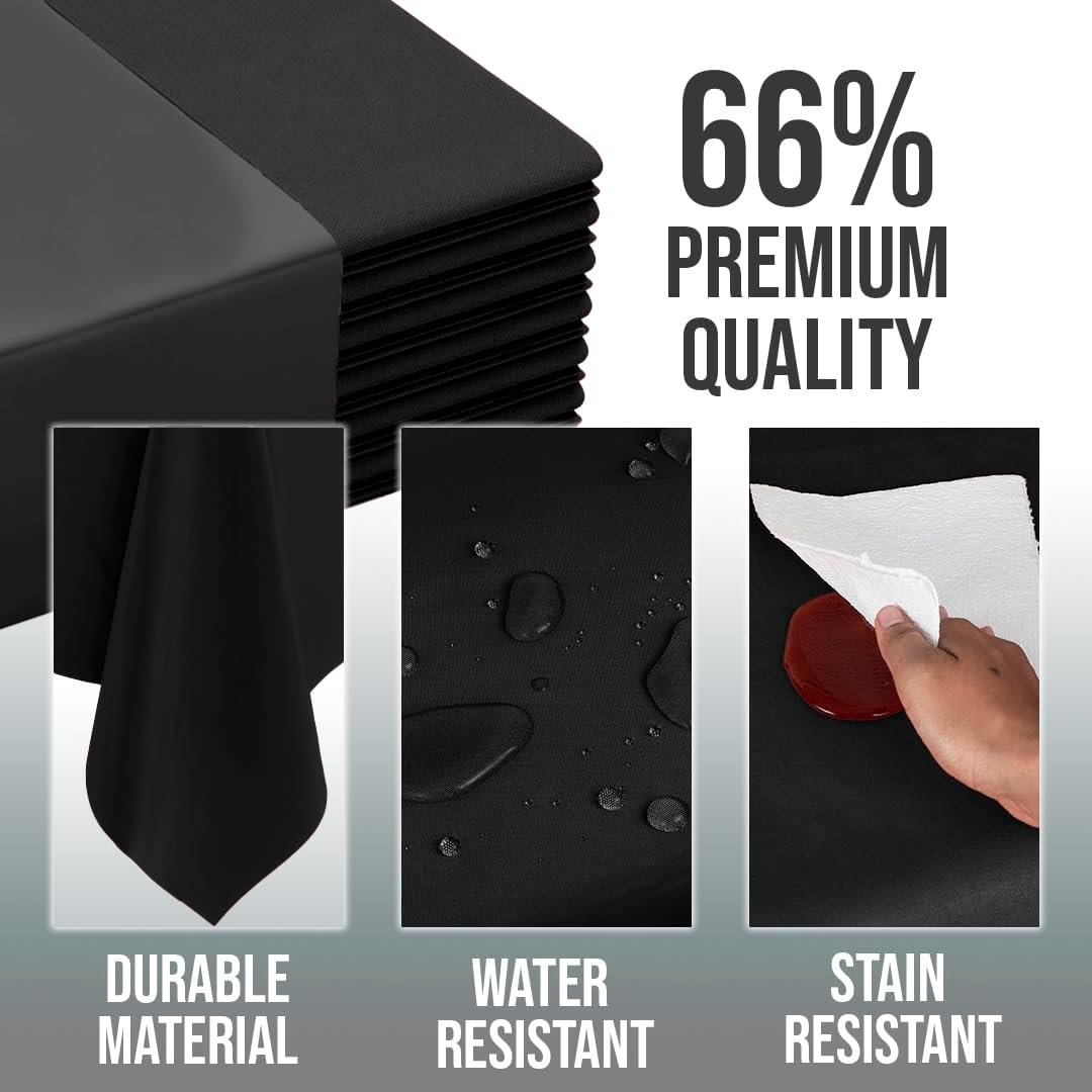 Black Round Tablecloths Plastic Table Cloth Disposable 48 Pack 84" Inch Round Table Cloth Disposable Black Tablecloths Plastic Tablecloth Indoor/Outdoor Tablecloth Party Supplies