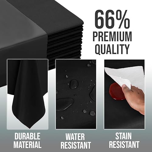 Miniatura 3 de Party Solids - Manteles redondos de plástico desechables, paquete de 48 manteles redondos de 84 pulgadas, color negro, manteles de plástico