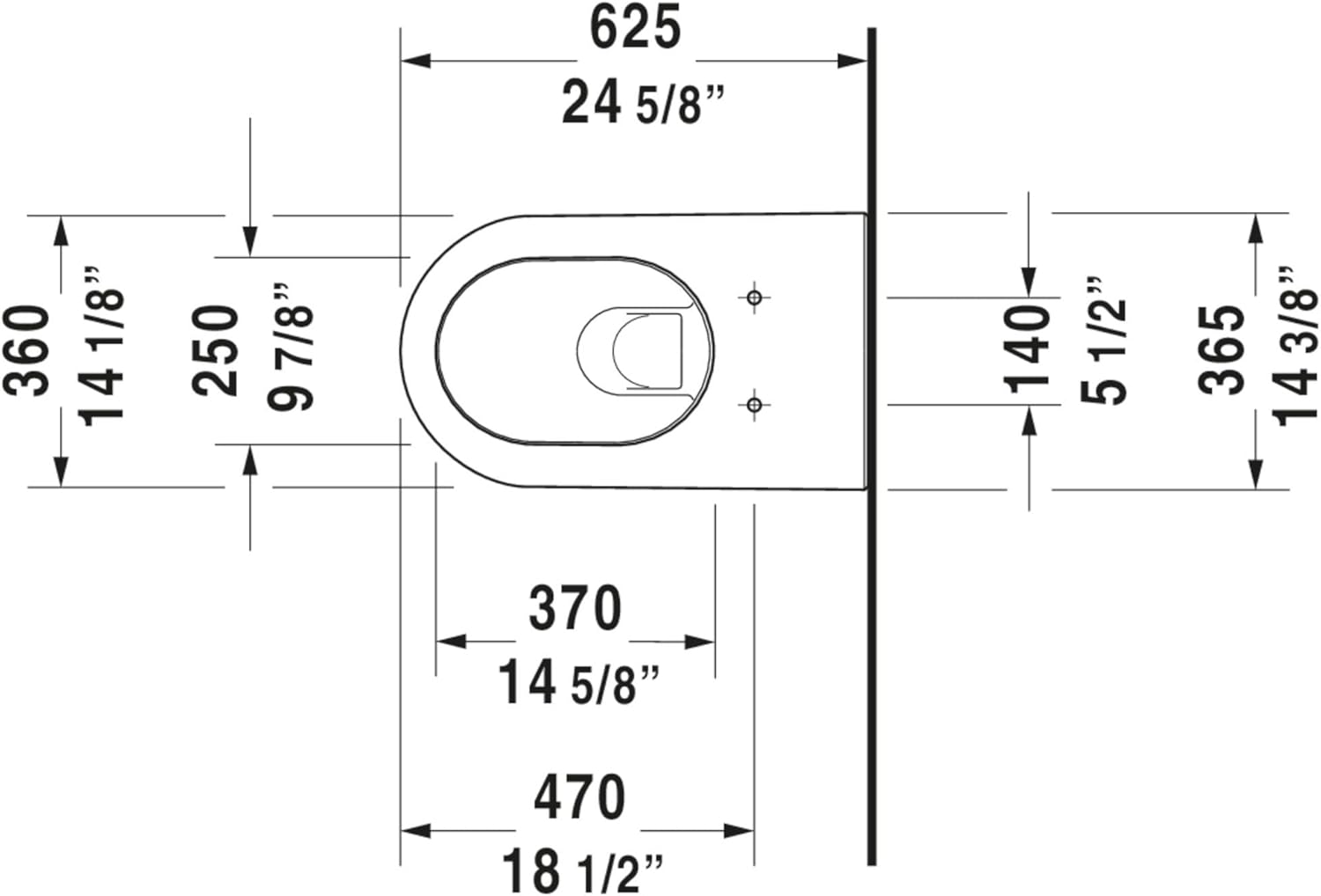 Toilet wall mounted Darling New 62 cm white washdown US-version