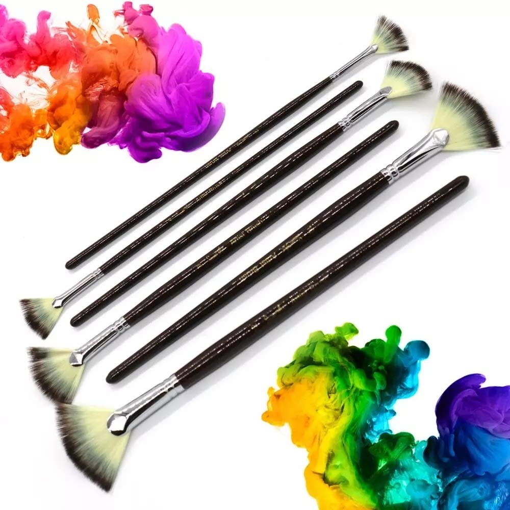 Set di pennelli per Acquerello e guazzo in Nylon a Forma di ventaglio, Pennello per Pittura Artistica e Disegno, Pennello Multifunzione per Acquerello, guazzo,