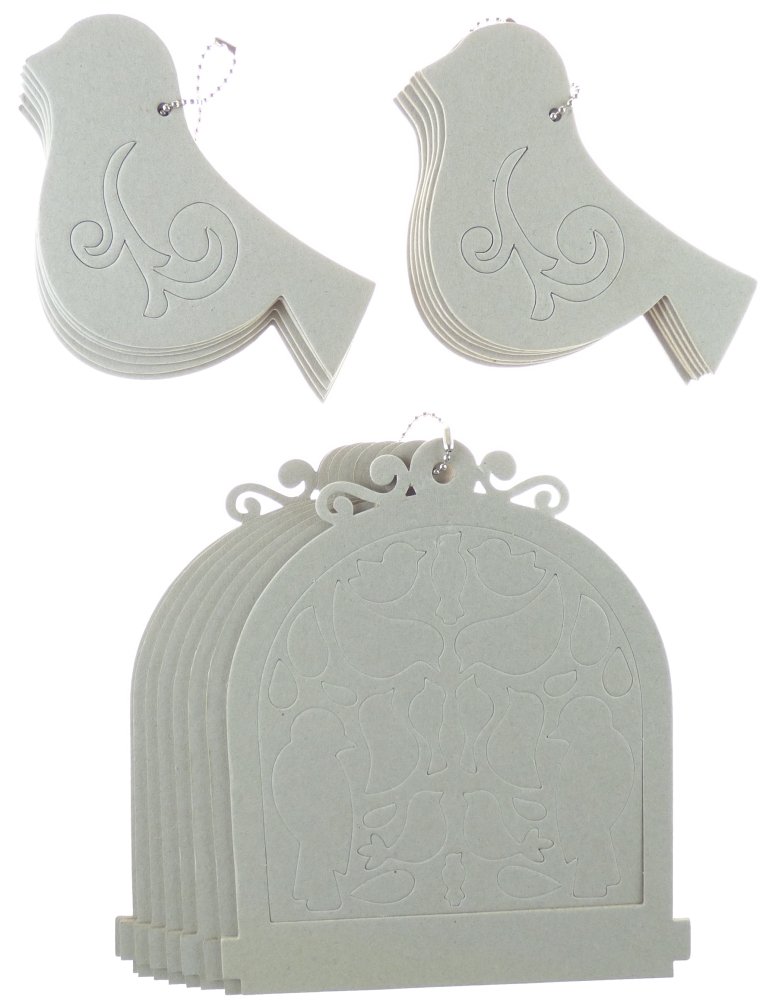 Set de libro de cartón prensado con jaula de pájaros y posavasos decorativos