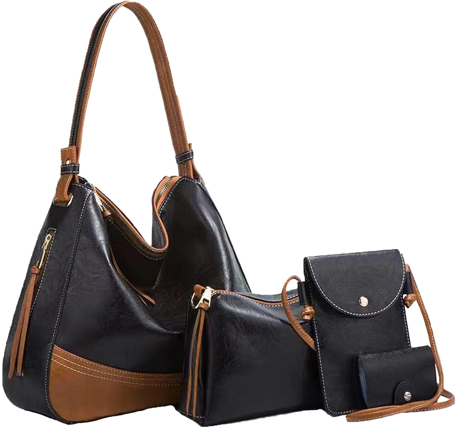 Women's Fashion Large Capacity Tote Bag, Shoulder Bag, Crossbody Bag, Women's Handbag with Wallet - 4-Piece Set
