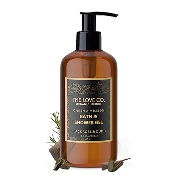 THE LOVE CO. Mesmerising Black Rose and Oudh Foaming Body Wash Shower Gel 300ML, No Parabens, Silicones & Color, 100% Vegan | Cleansing and Moisturising Bath Gel | For Men and Women