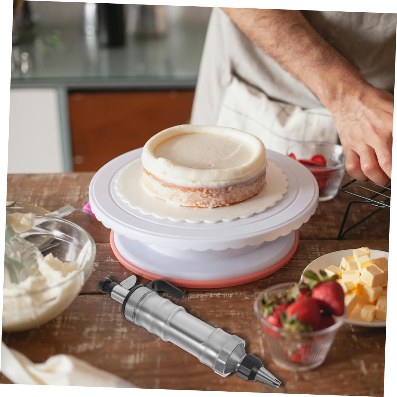 TOYANDONA Kekspresse aus Edelstahl für Backen und Zuhause Einfach zu Reinigen Antihaftbeschichtet Praktisches Backwerkzeug zum Dekorieren von Kuchen und Keksen