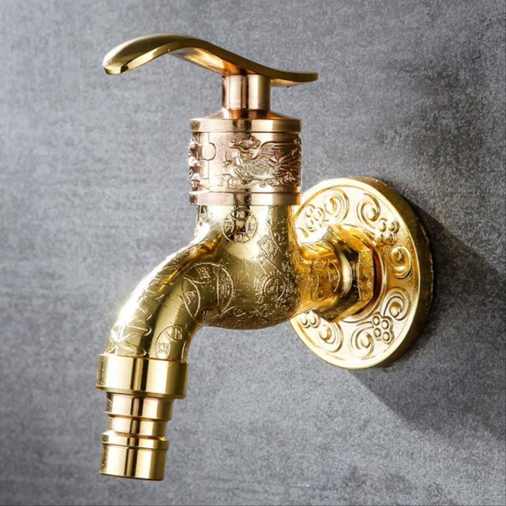 Carved Wall Bottle Tap Bibcock Zinc Alloy Retro Decorative Outdoor Garden Faucet Washing Machine Mop B052
