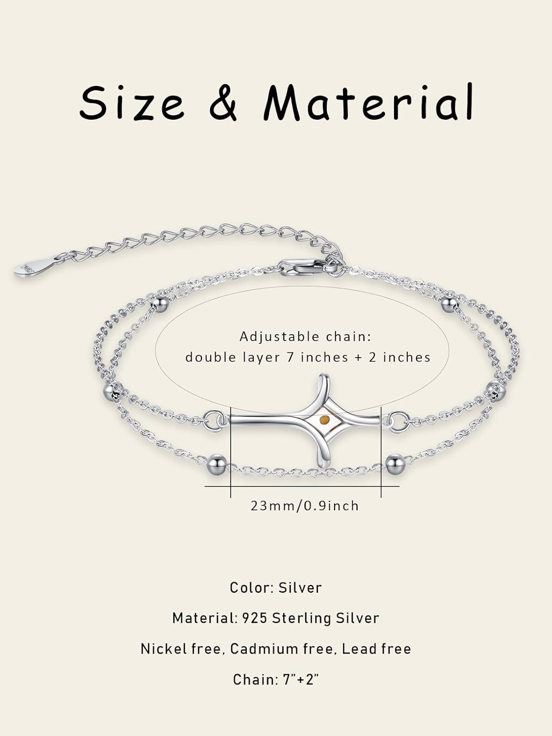 TwoAnts Mustard Seed Cross Bracelet 925 Sterling Silver Faith Bracelet Mustard Seed Jewelry Christmas Gift for Women