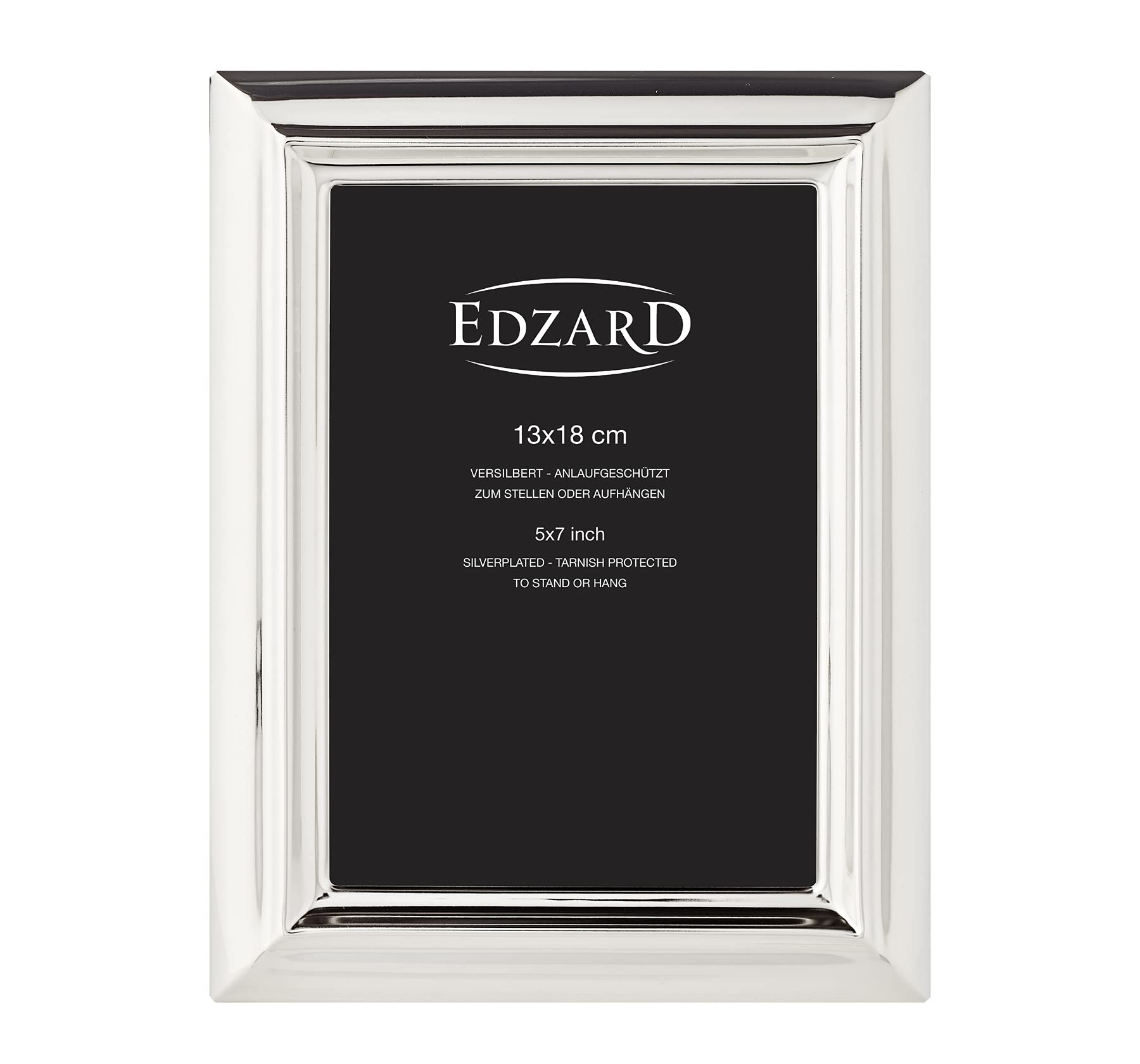 EDZARD Bilderrahmen Florenz 2er-Set (13x18 cm) versilbert anlaufgeschützt | Silberrahmen für Fotos 13x18 cm, Samtrücken, je 2 Aufhänger, zum Stellen und Hängen, Fotorahmen, Geschenk Hochzeit