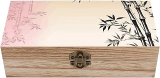 Small Wooden Storage Box with Lid - 7.9x3.9x2.3 Inch Flower Jewelry Box Vintage Keepsake Boxes Portable Jewelry Organizer Wood Trinket Box for Photos, Letters, Gifts