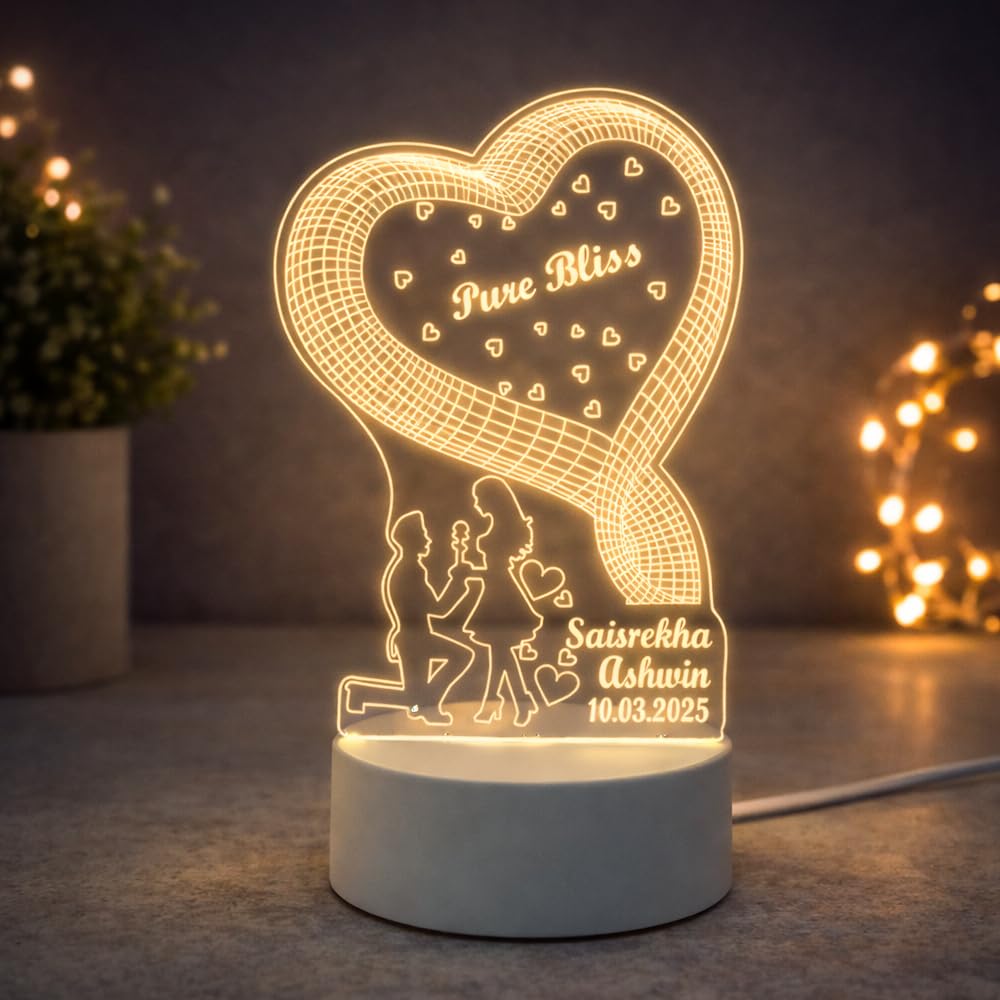 Customized LED Name Lamp for Couples – Personalized 3D Night Lamp with Name, Romantic Bedroom Decor Light, Birthday Gift f