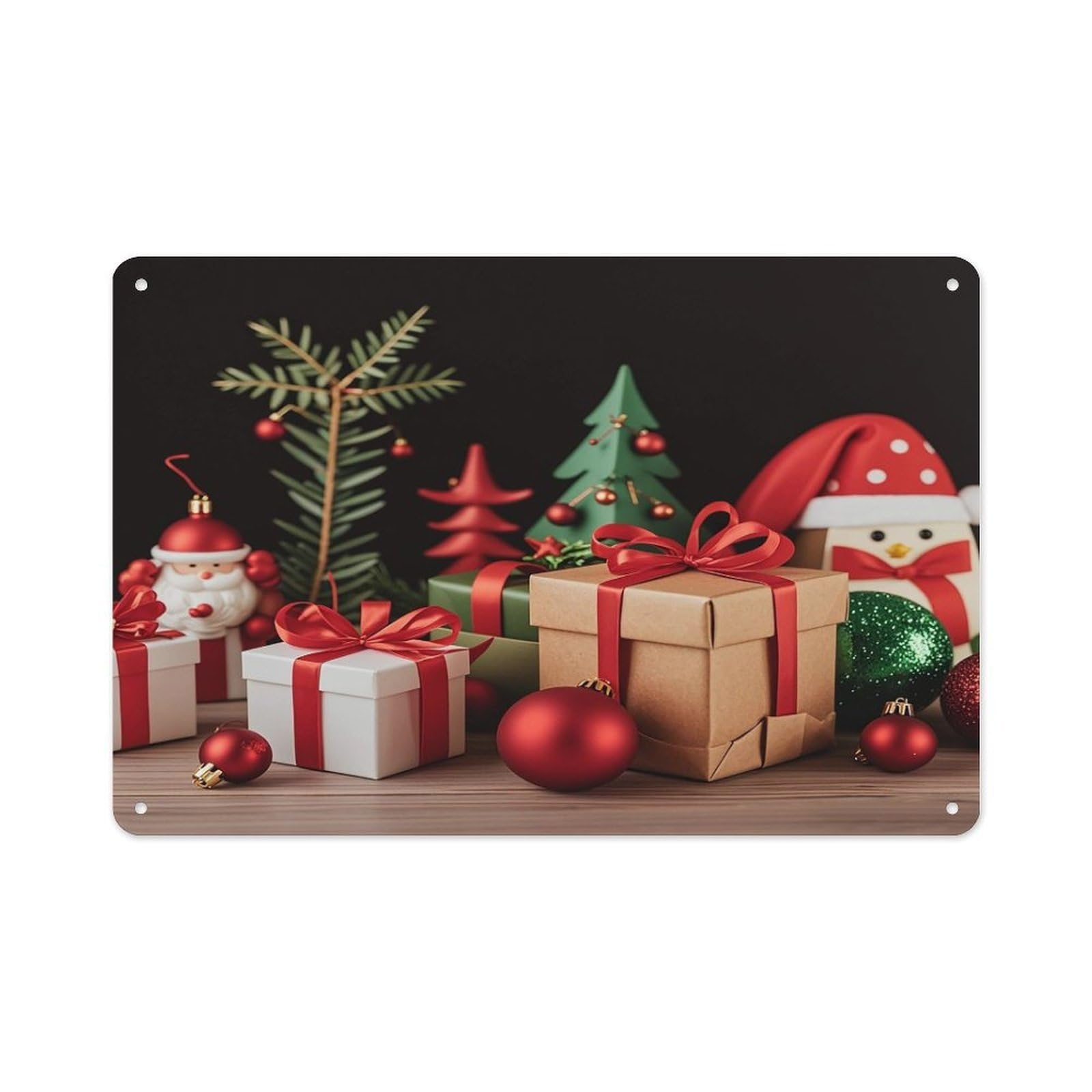 Xmas Decoration Rectangle Aluminum Sign Vintage Horizontal Aluminum Plate Multi-Purpose Decoration Painting Farmhouse Style Metal Sign for Home Door Office Cafe