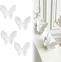 INCREWAY Lot de 4 autocollants muraux 3D en forme de papillon - Décoration murale amovible pour chambre à coucher, salon, décoration d'intérieur, fournitures de fête (blanc)