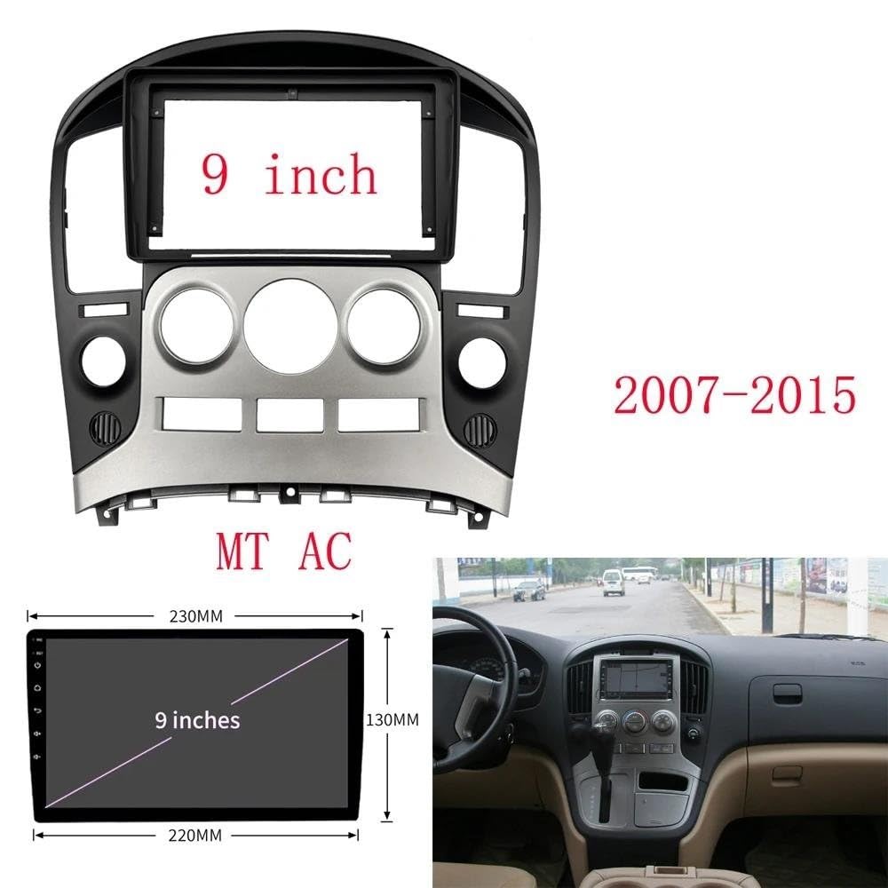 Générique Cadre de façade d'autoradio Panneau Radio Fascia Voiture 9 Pouces pour H1 H-1 pour Starex I800 pour ILoad pour IMax 07–15 Tableau Bord Console Faciale Autoradio Tableau de Bord(Manual AC)
