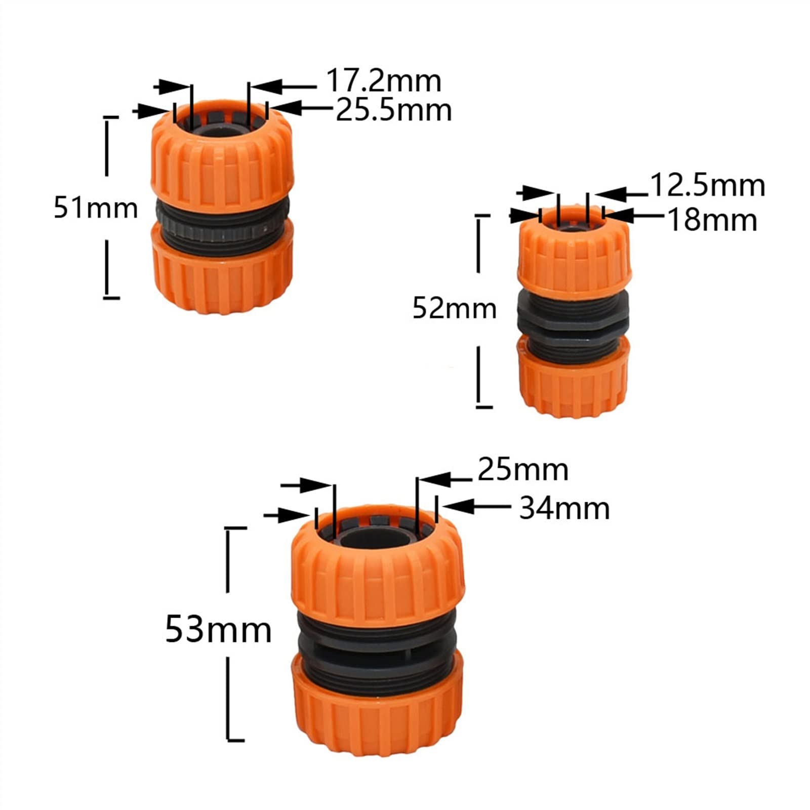Conector rápido de reparación de 1/2, 3/4, 1 Pulgada, Conector Reductor de Manguera de jardín, 16MM, 20MM, 32MM, Juntas de Tubo de Agua, 25 uds. (Color : 1I2)