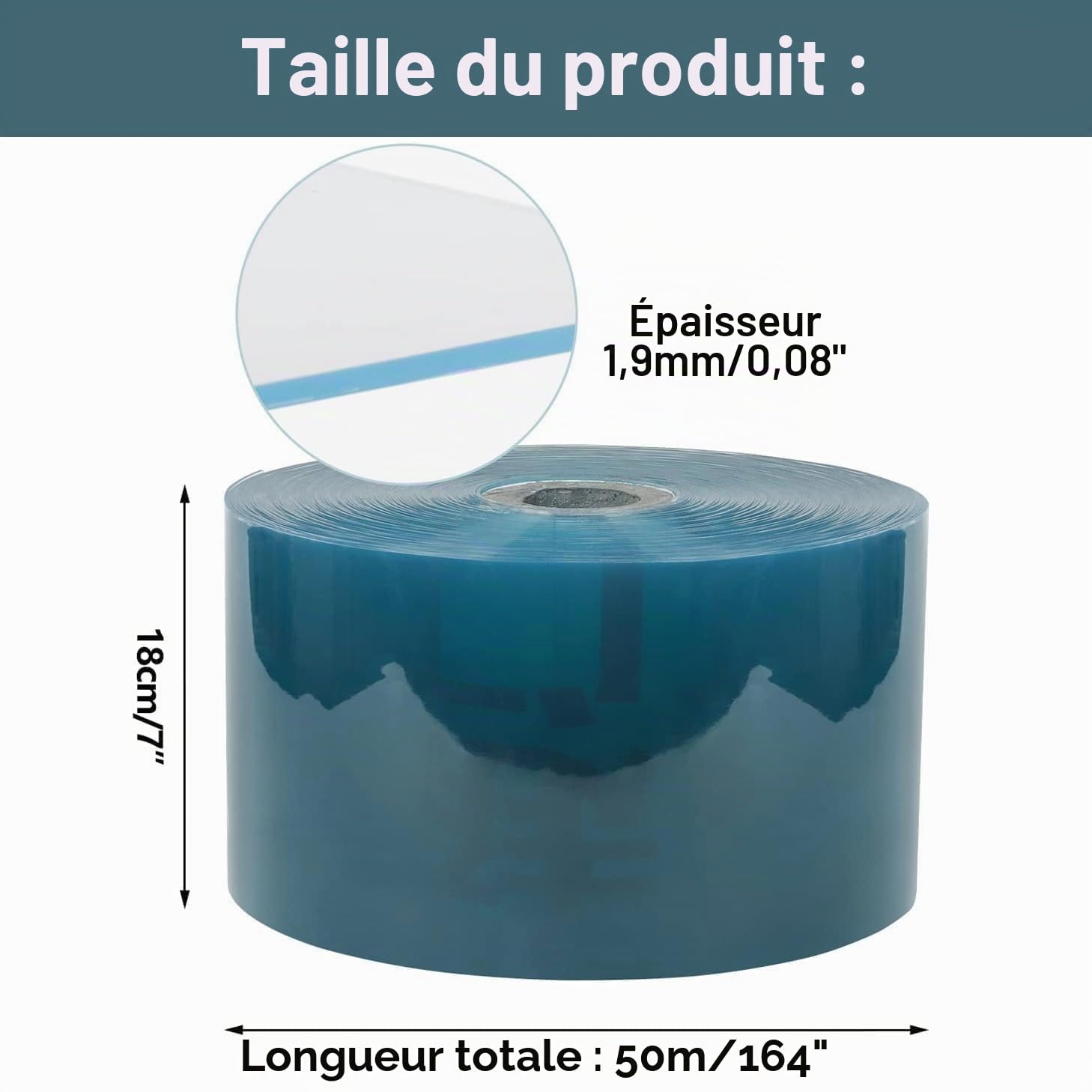 Rideau à lamelles PVC - 0,6 x 164 m - 2 mm - Transparent - Industriel - Résistant - Garage/Maison animaux