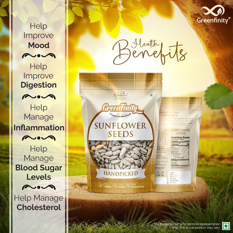 Image of GreenFinity Raw Sunflower Seeds | Rich in Protein, Fiber, Vitamins and Antioxidants | Nutritious Healthy Diet Food for Weight Management, Immunity, Everyday Snacking, Cooking, Salads, Smoothies (1kg)