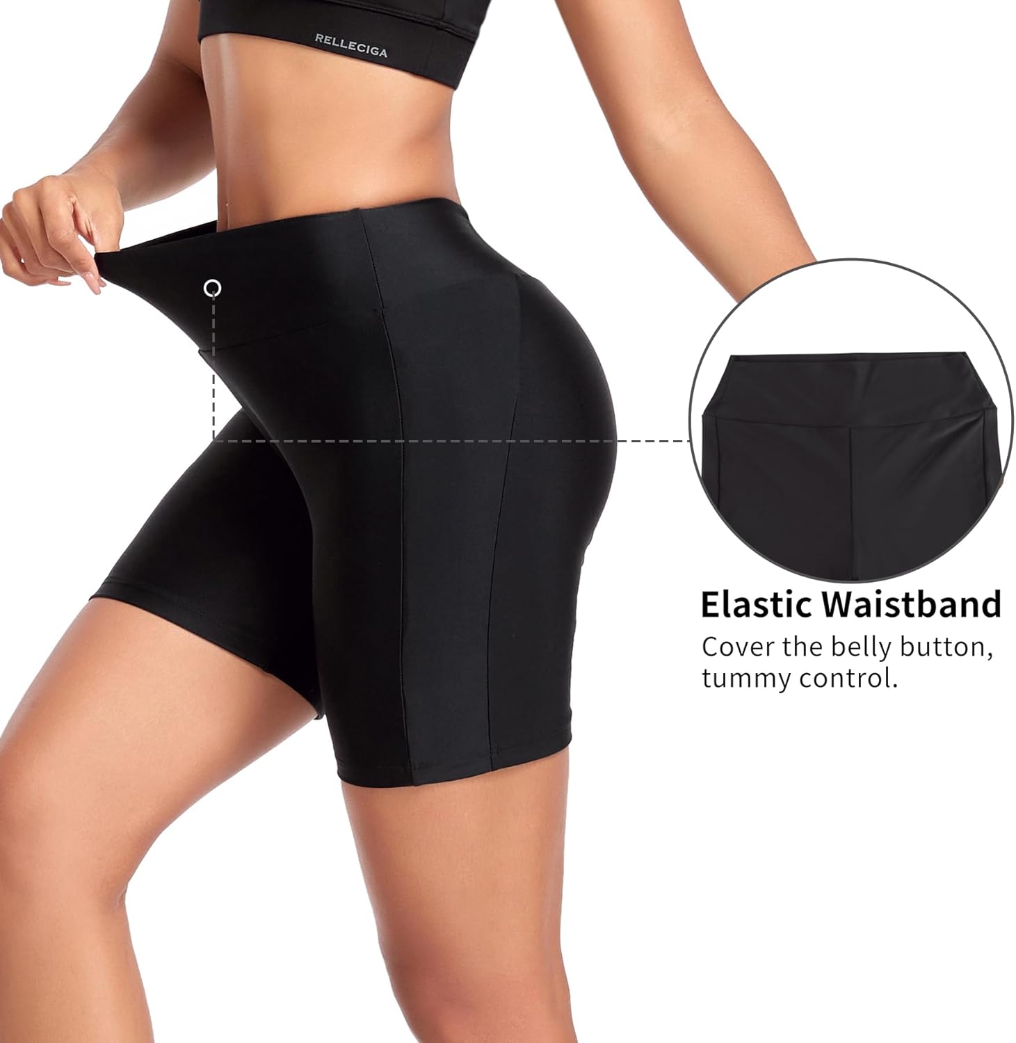RELLECIGA Women's High Waisted Board Shorts Swimwear Shorts Bike Shorts - Image 5