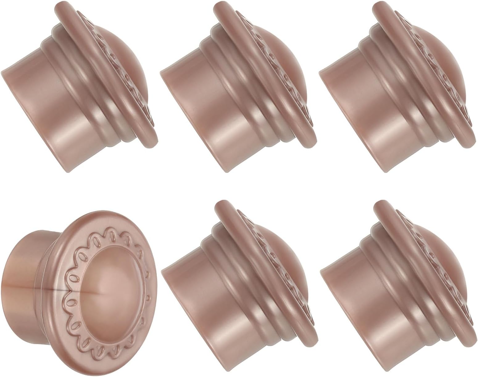 sourcing map Curtain Rod Ends, 6Pcs Plastic Drapery Rail Pole Head Cap Modern Window Curtain Rail Finial Fits Dia. 26-28mm Rods Pole End Plug Cap for Home Office Decorative Curtain, Rose Gold