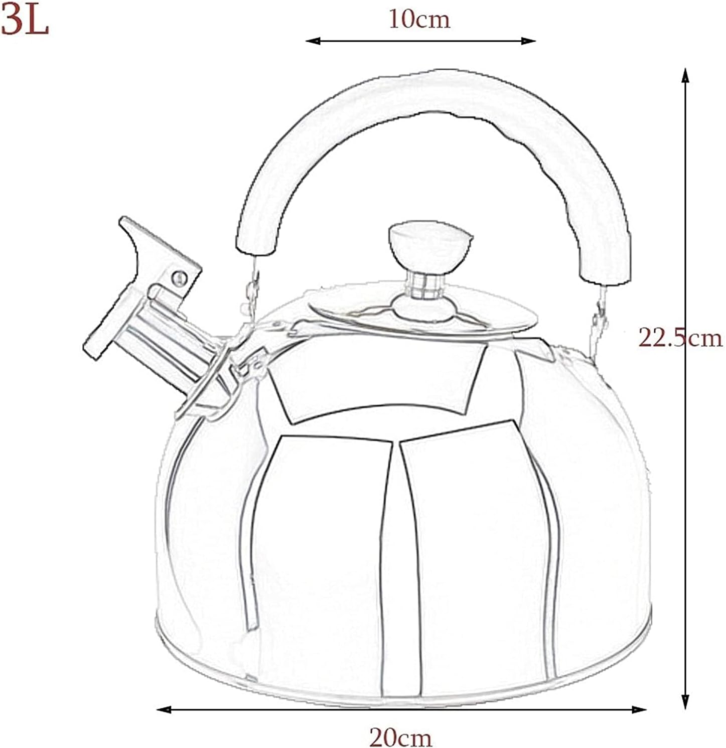 Stove Top Whistle Teapot Cool Handle for Stove Top Camping Home Patio Camping Kettle for Coffee Making and Milk Heating (Steel 5L) (Steel 3L)