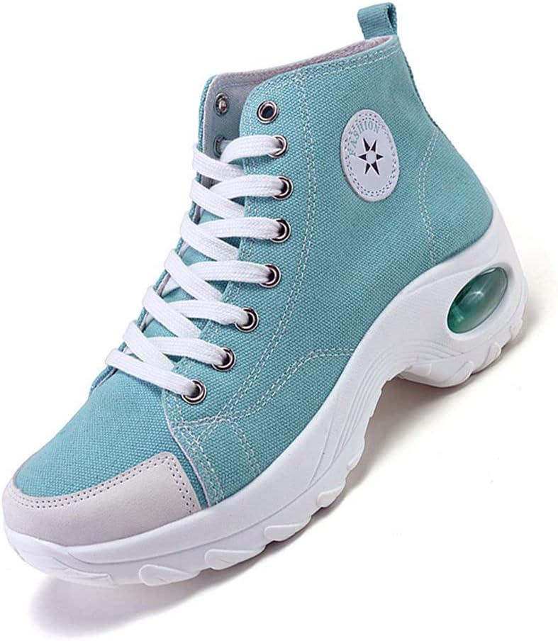 NCNDBWomens Canvas Sneakers High Top Lace up Casual Walking Shoes Air Cushion Sneakers