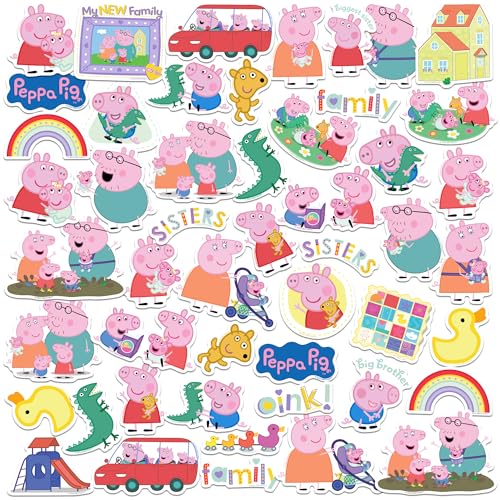 Peppa Pig New Family 50ct Vinyl L Deluxe Stickers Tablet Indoor/Outdoor